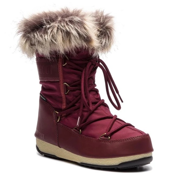 Moon Boot Women’s Snow boots Monaco Color: Cherry/burgundy Size:6 Waterproof NWT - Picture 12 of 16
